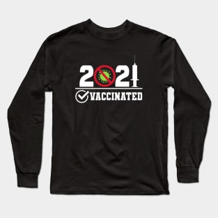 2021 Vaccination Checked Yes Text Based Design Long Sleeve T-Shirt